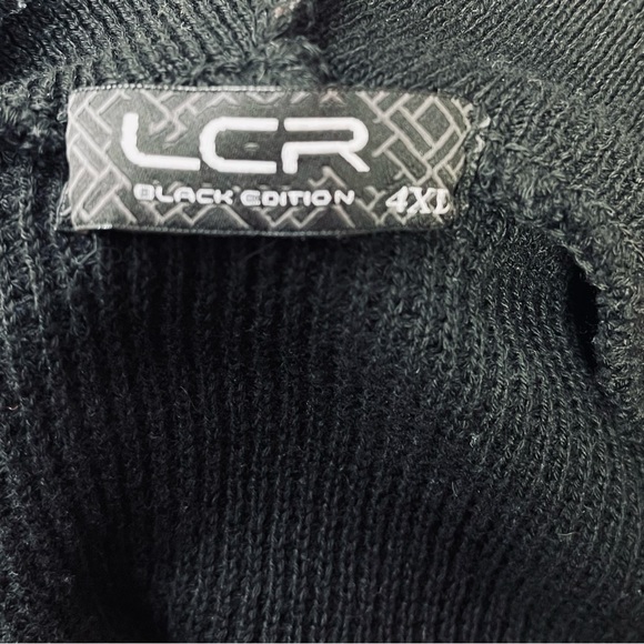 LCR Black Edition Men's Black Pullover Sweater Hoodie Leather Detail - Picture 7 of 7